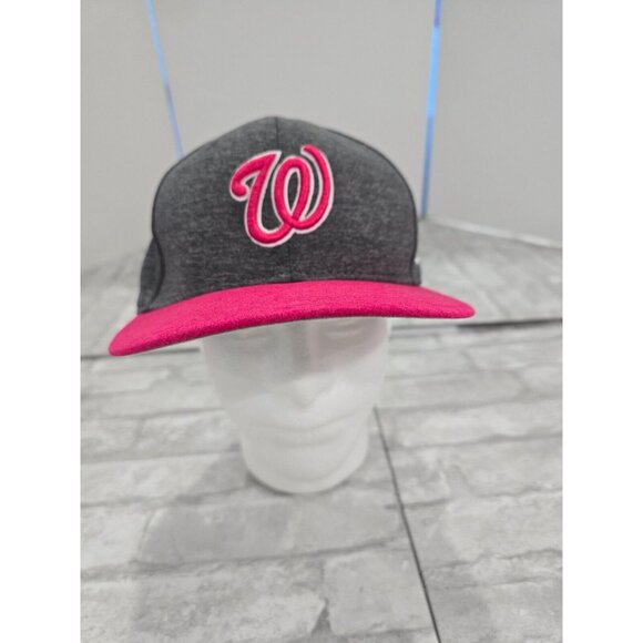 WASHINGTON NATIONALS Pink & Black New Era 7 5/8 Fitted Hat, Baseball Cap - Picture 1 of 10